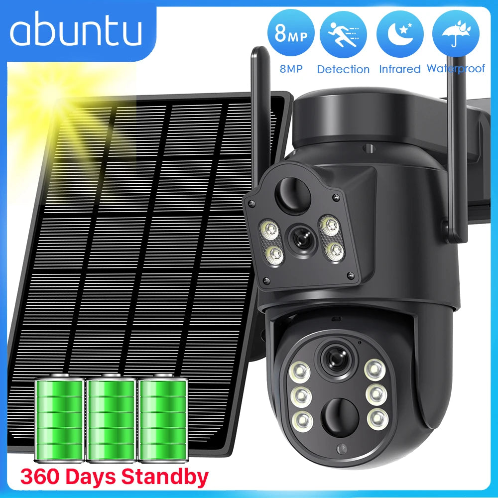 8MP 4K Outdoor Solar Wireless Surveillance Camera PTZ Wifi Camera PIR Human Detection Solar Pannel Charging Battery Camera ICSEE