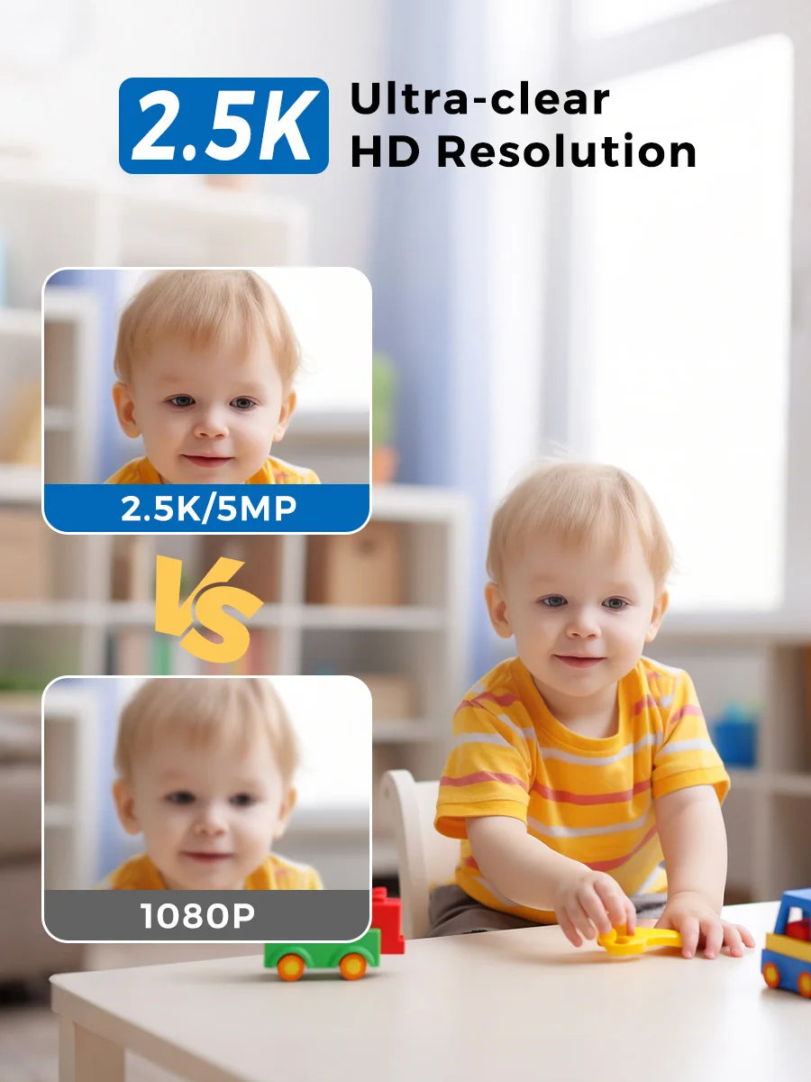 5MP 2.5K Wireless 2.4G/5G Wifi Camera Built-in 2400mAh Rechargeable Battery Indoor Security Camera Video Surveillance O-KAM PRO