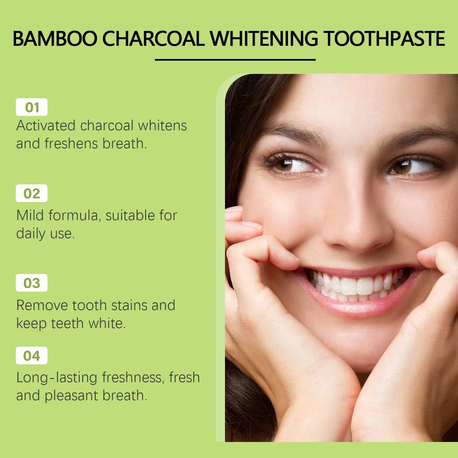 Bamboo Charcoal Deep Teeth Yellowing Toothpaste Cleans  Stains Tartar Removes Bad Breath Brightens Oral Care 85g Bamboo Charcoal