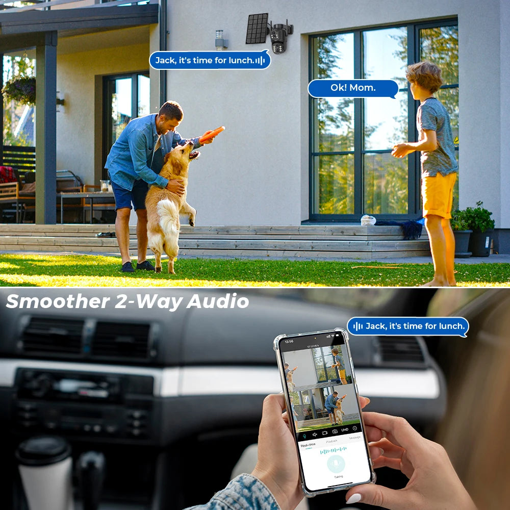 8MP 4K Outdoor Solar Wireless Surveillance Camera PTZ Wifi Camera PIR Human Detection Solar Pannel Charging Battery Camera ICSEE