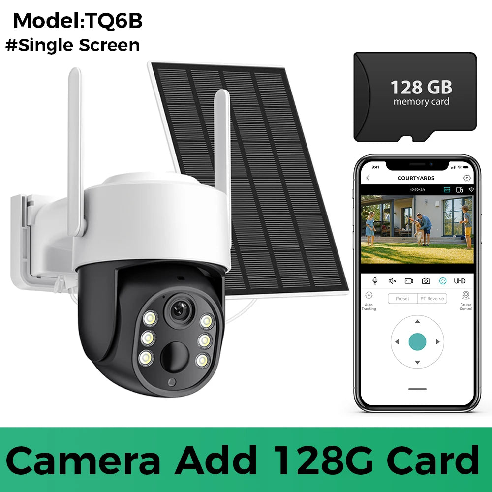 8MP 4K Outdoor Solar Wireless Surveillance Camera PTZ Wifi Camera PIR Human Detection Solar Pannel Charging Battery Camera ICSEE
