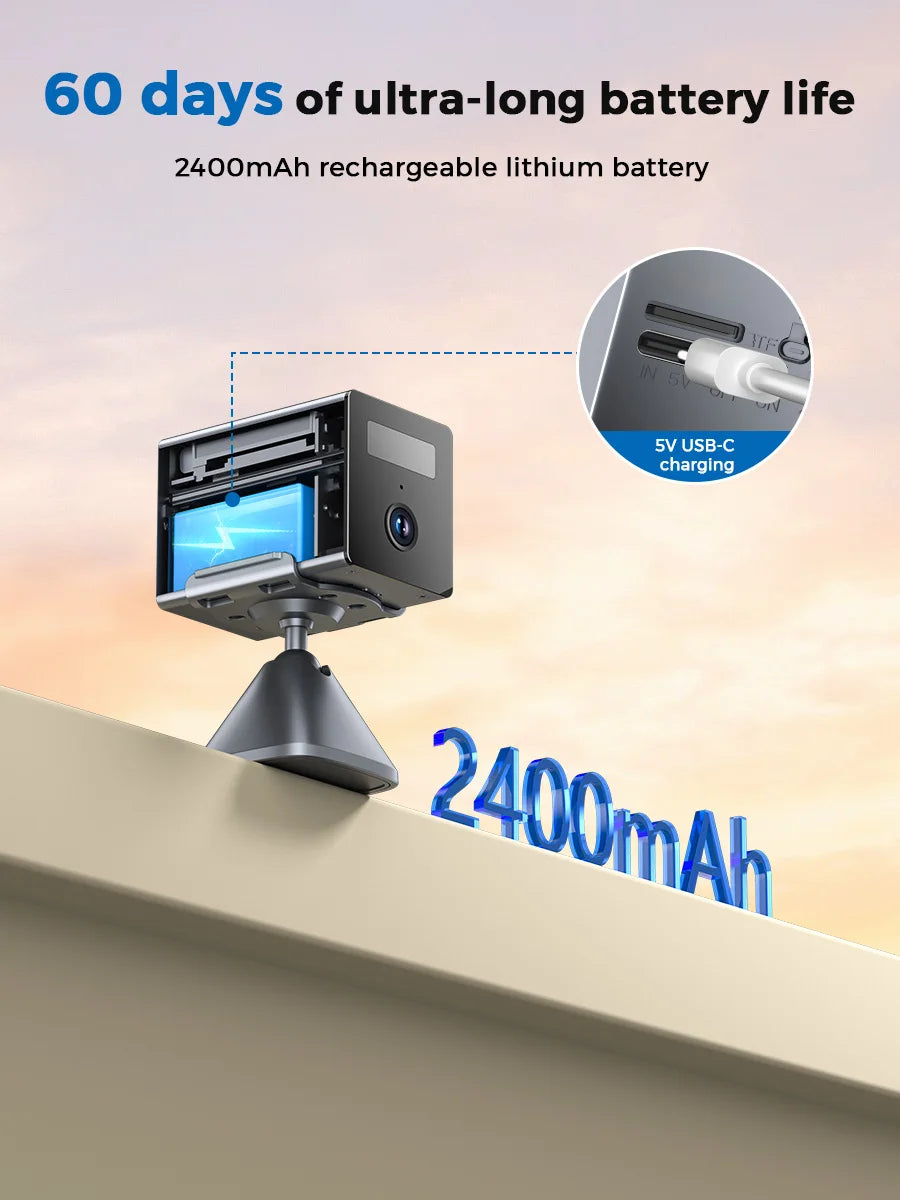 5MP 2.5K Wireless 2.4G/5G Wifi Camera Built-in 2400mAh Rechargeable Battery Indoor Security Camera Video Surveillance O-KAM PRO