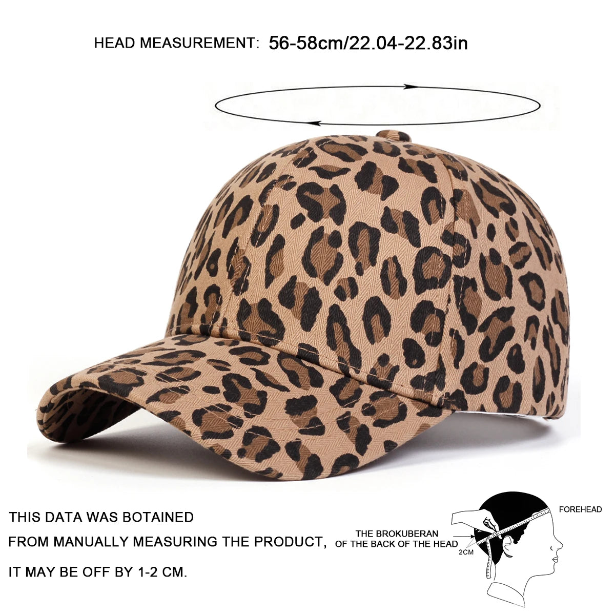 1piece Unisex Leopard Print Baseball Cap Outdoor Adjustable Sunscreen Leisure Hat Spring Autumn Travel Tourism Beach Vacation
