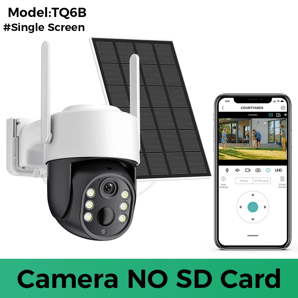 8MP 4K Outdoor Solar Wireless Surveillance Camera PTZ Wifi Camera PIR Human Detection Solar Pannel Charging Battery Camera ICSEE